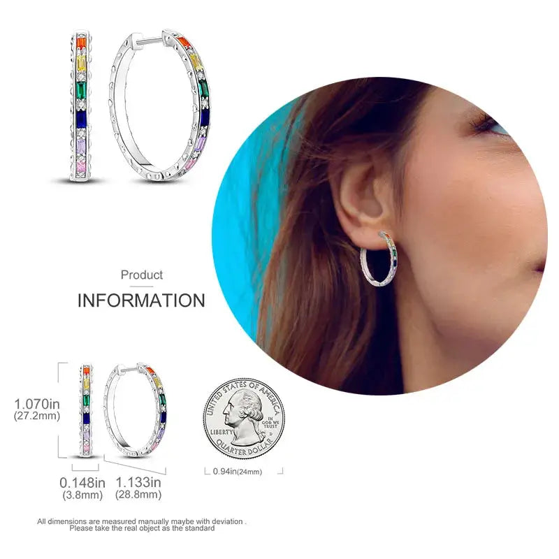 925 Silver Hoop Earrings For Women Zircon Heart Shape Star Eardrops Original Fashion Jewelry
