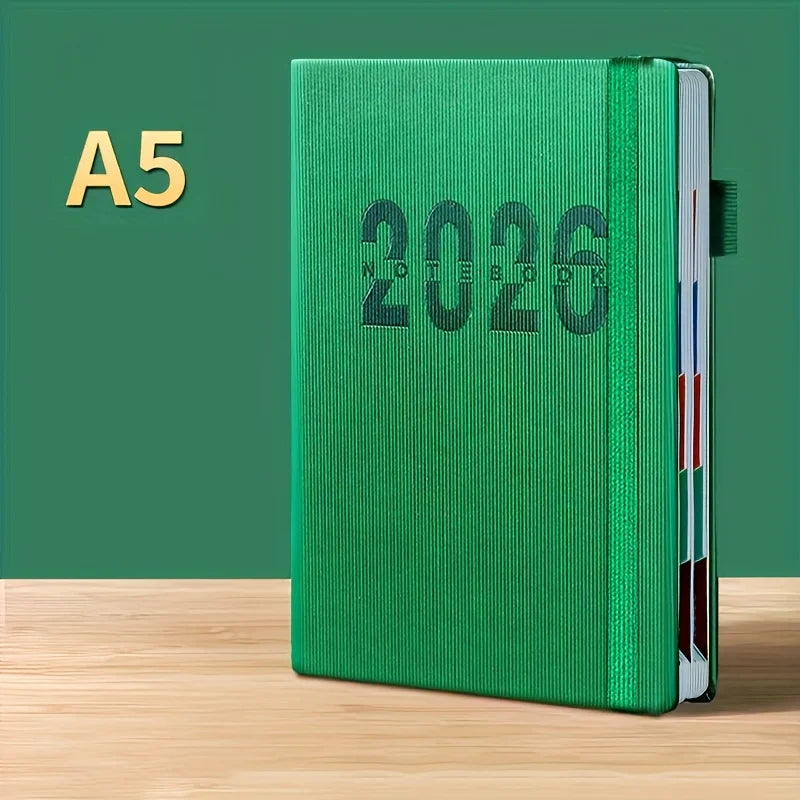Planner: Simples Market A5 green 2026 calendar with 400 pages for daily time management