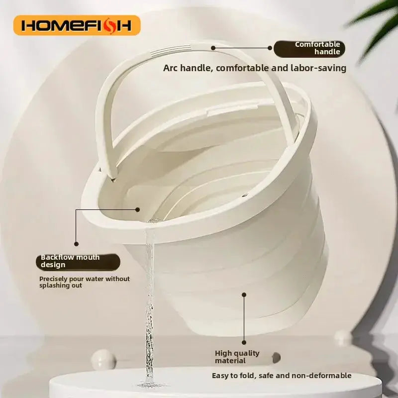 Homefish foldable water bucket by Simples Market, large-capacity portable tub with arc handle