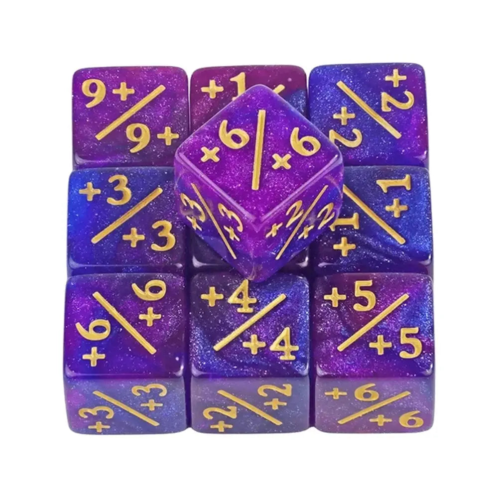 Ten Piece D6 Dice Counters Set With Plus One And Minus One Marks For Math Teaching And Card Game Accessories