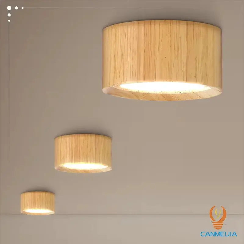 GX53 wooden ceiling downlight lamp; warm LED light, 220V, three lamps