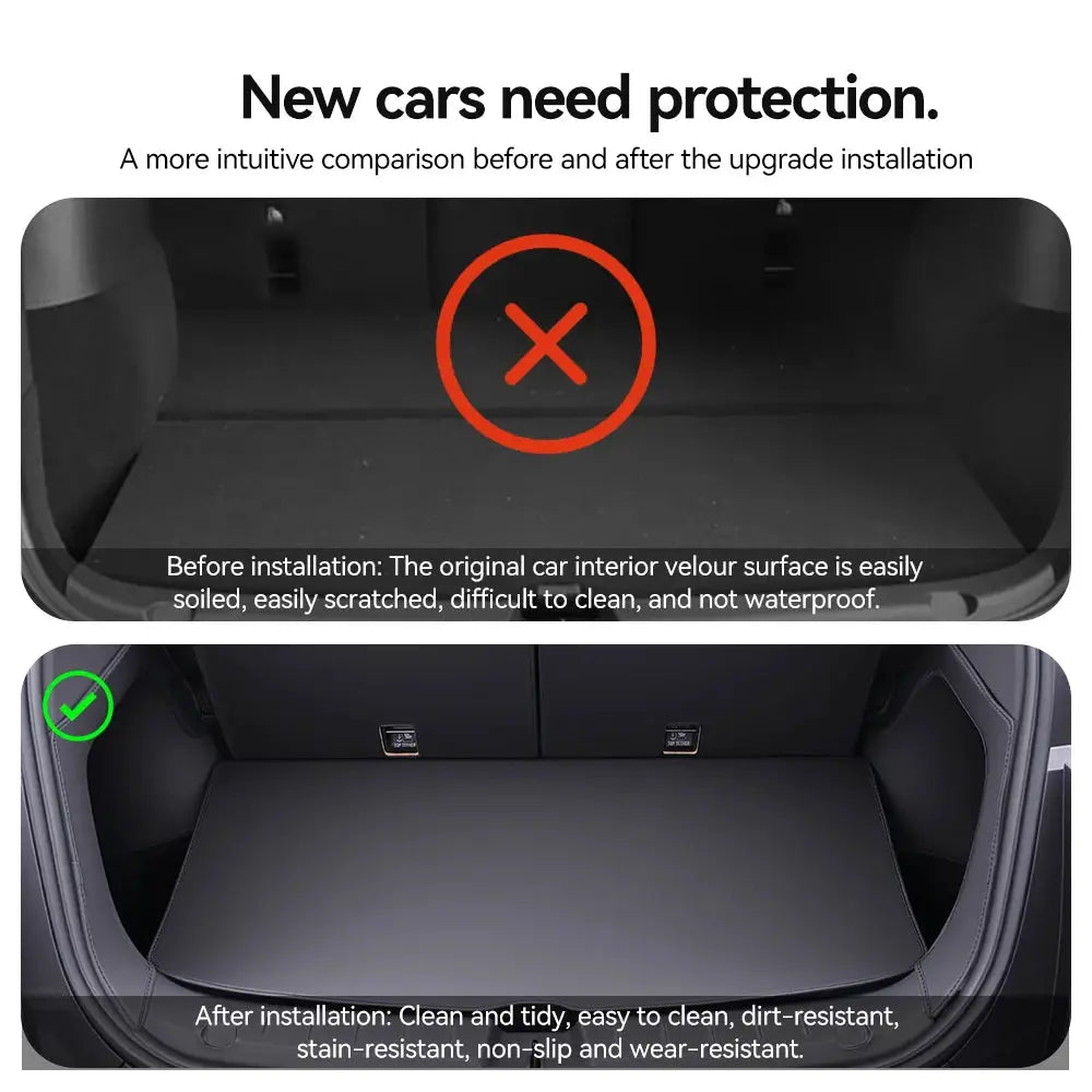 YZ Trunk Mat Cover for Tesla Model YL Juniper 2026 by Simples Market, black Nappa leather full-coverage liner