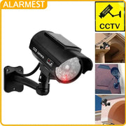 ALARMEST fake solar CCTV camera with red LED, wall-mounted outdoor security dummy by Simples Market