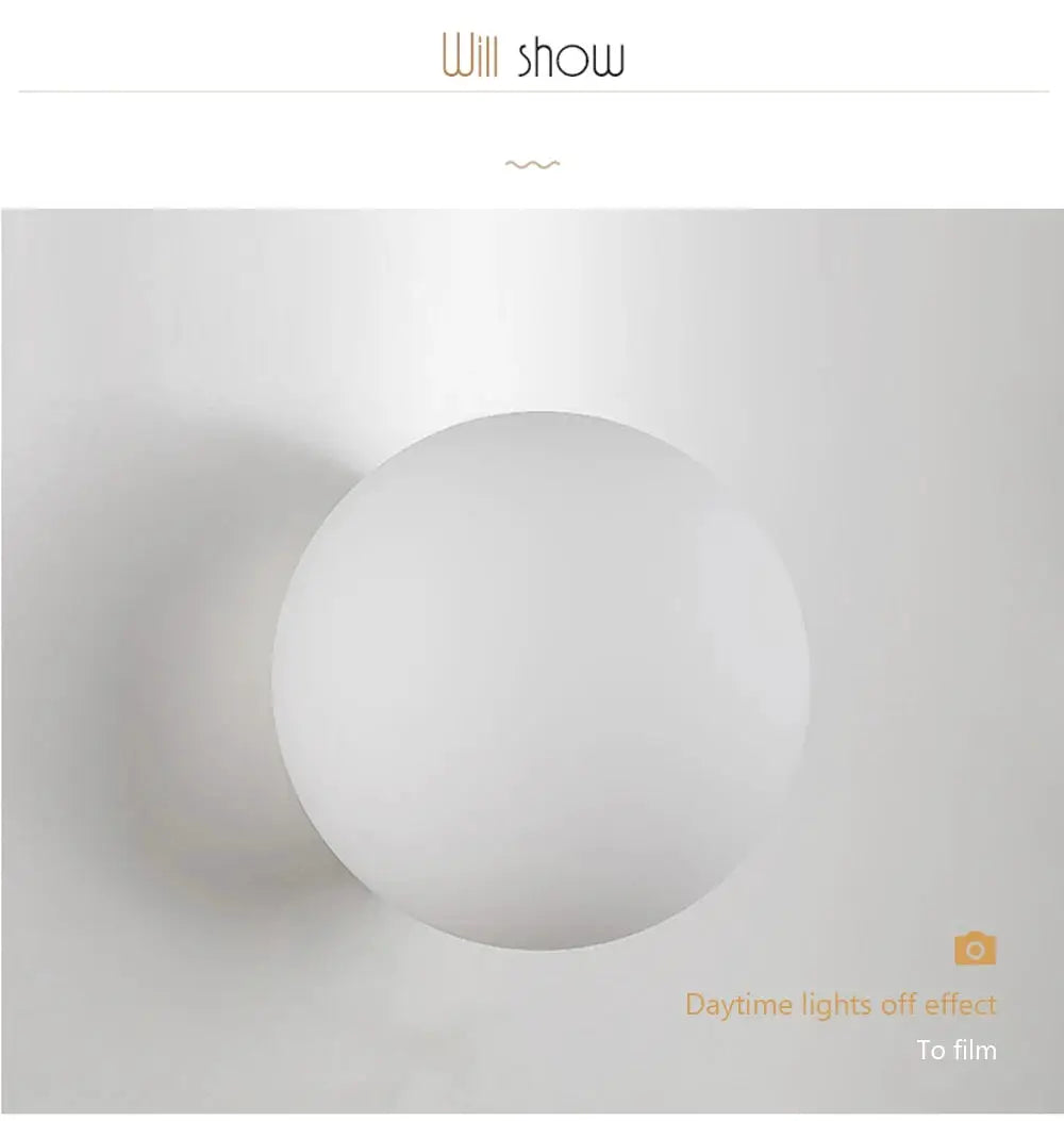 LED glass white ball ceiling light by Simples Market, minimalist round lamp