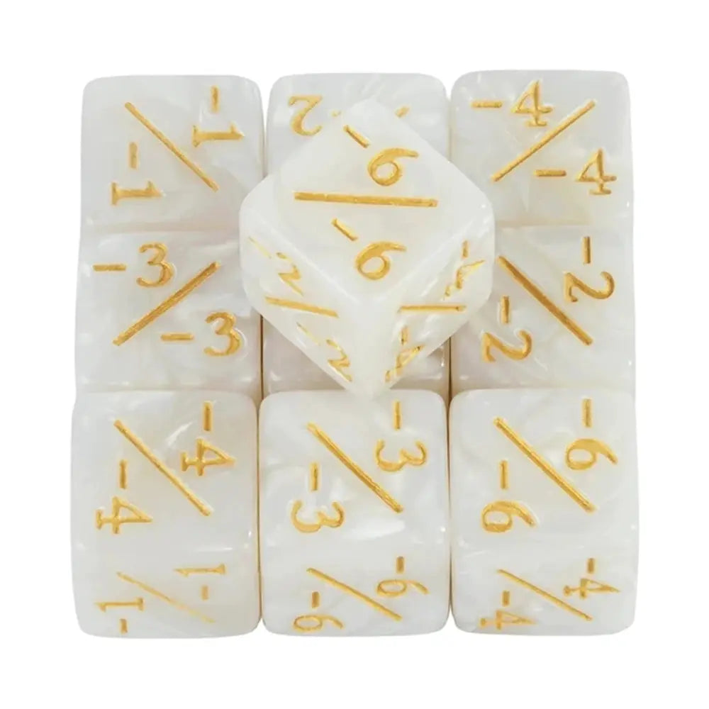 Ten Piece D6 Dice Counters Set With Plus One And Minus One Marks For Math Teaching And Card Game Accessories