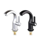 Simples Market bathroom and kitchen basin faucet set, two deck-mounted single-lever taps in chrome and black finishes