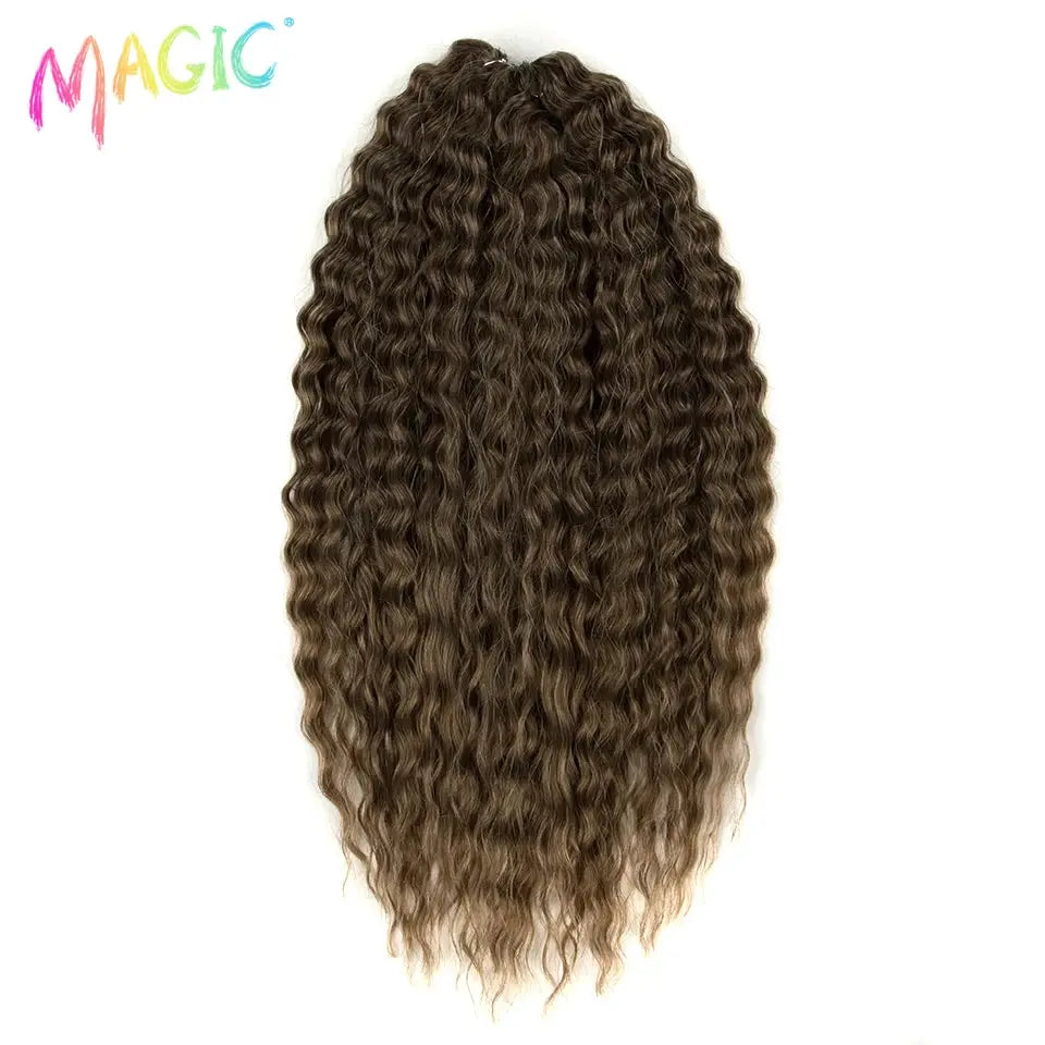 Magic Ariel Curl crochet hair extension in deep wave ombre blonde, 22 inches, synthetic braid