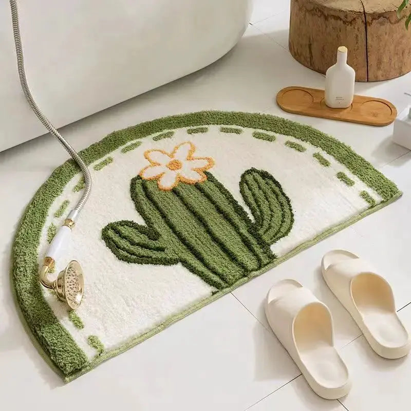 VIKAMA Imitation Cashmere Semi Circular Bathroom Floor Mat Waterproof Non Slip For Living Room Bedroom Door Mat