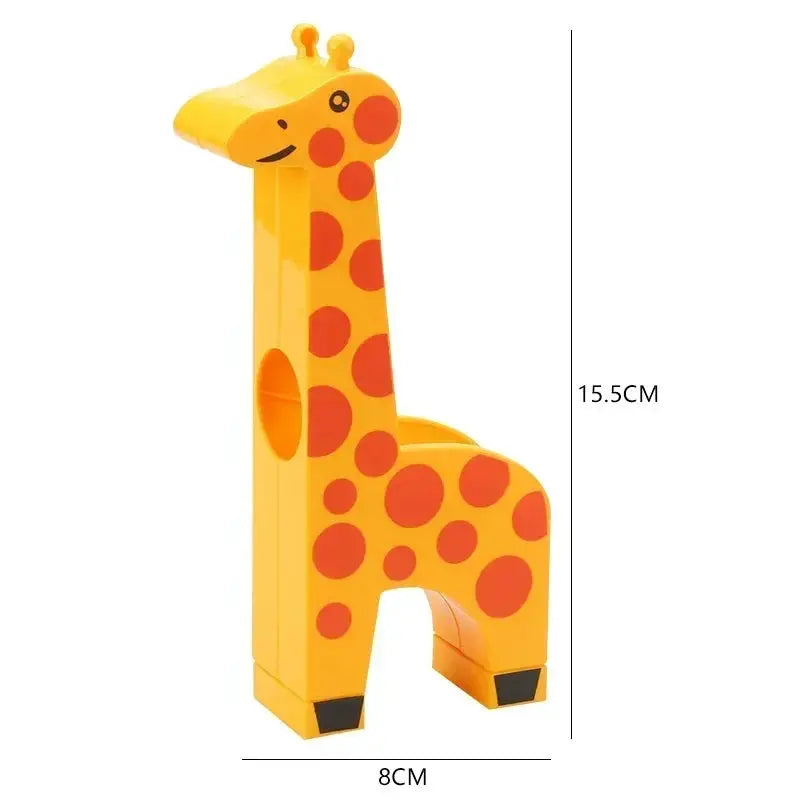 Big Size Building Blocks Marble Race Run Maze Educational Toy For Kids With Large Bricks And Ball Chute Giraffe Gift
