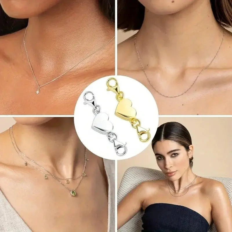 Heart Magnetic Jewelry Connector Clasp For Necklaces Magnetic Closure For Double Chain Designs