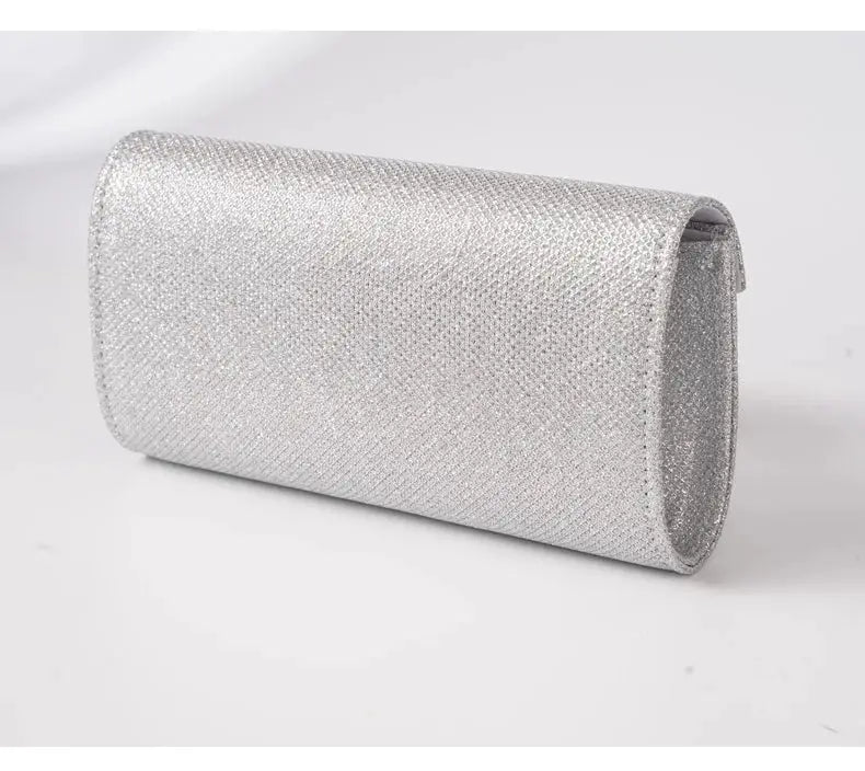 Simples Market silver glitter envelope clutch with chain shoulder strap