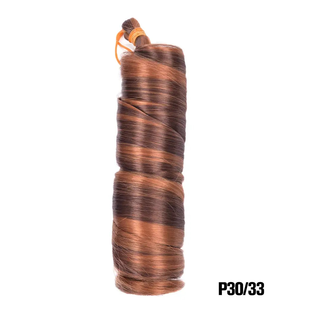 French Curls Braiding Hair 24in synthetic spiral curls bundle, two-tone brown P30/33, Simples Market