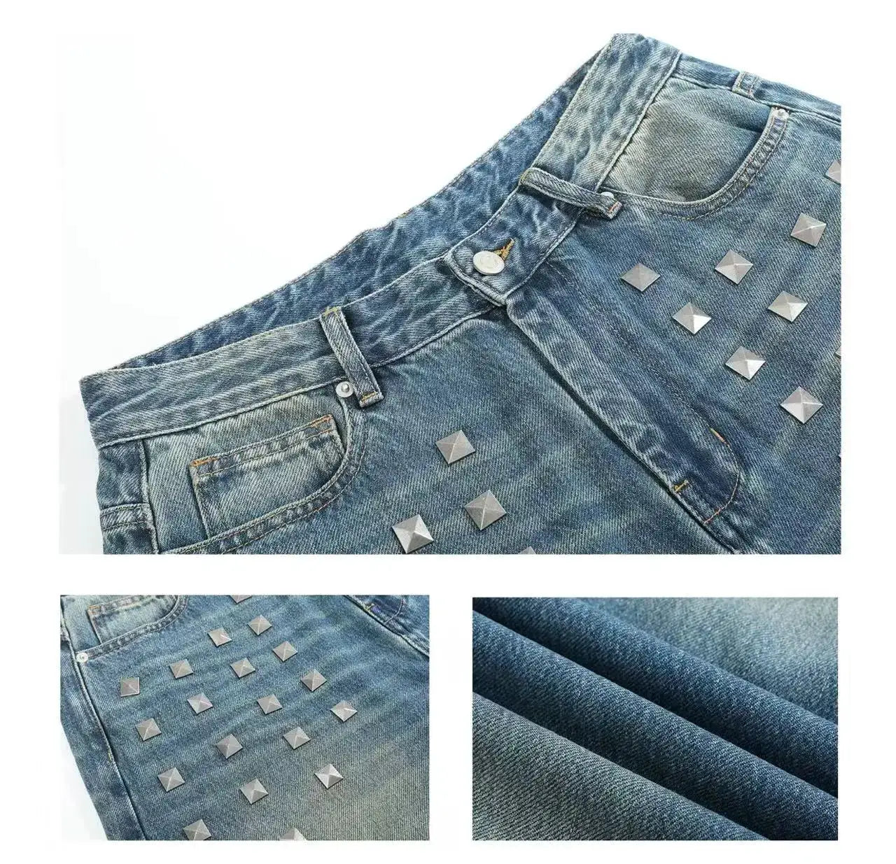 Retro Distred American High Street Jeans For Women Wide Leg Denim