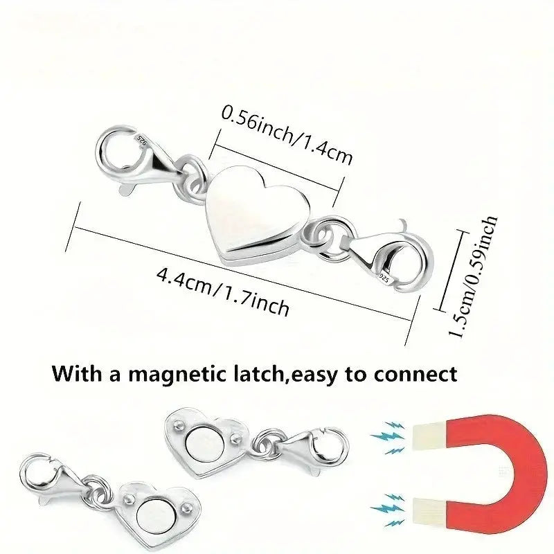 Heart Magnetic Jewelry Connector Clasp For Necklaces Magnetic Closure For Double Chain Designs