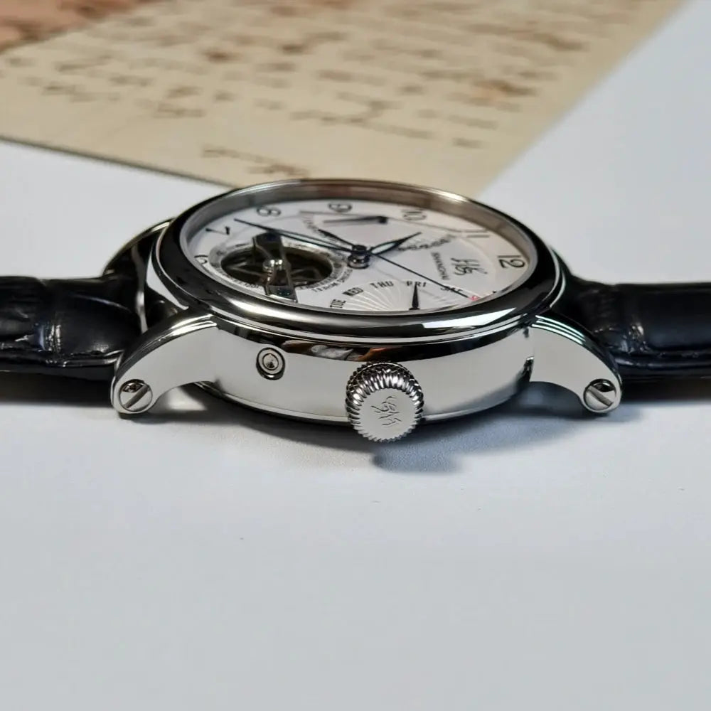 Shanghai Watch 42mm Automatic Mechanical with stainless steel case and black leather strap by Simples Market