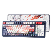 Redragon K686 Pro SE 98-key wireless gasket RGB gaming keyboard with anime artwork and colorful keycaps (two shown).