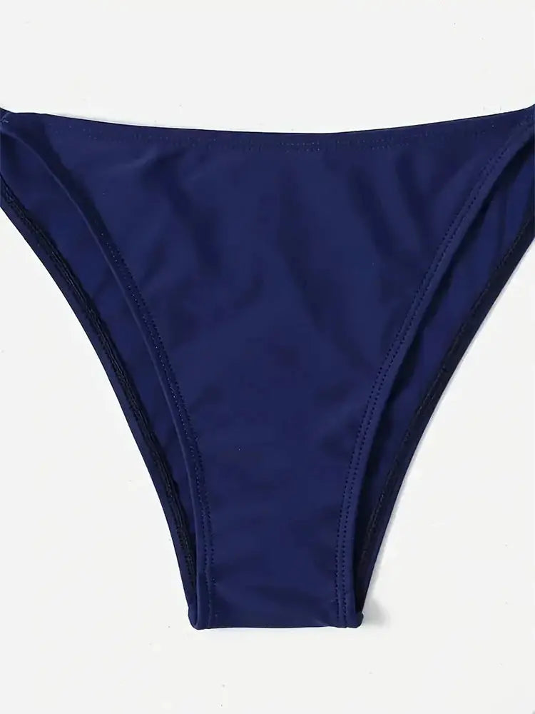Women's navy blue thong bikini bottom by Simples Market for beachwear
