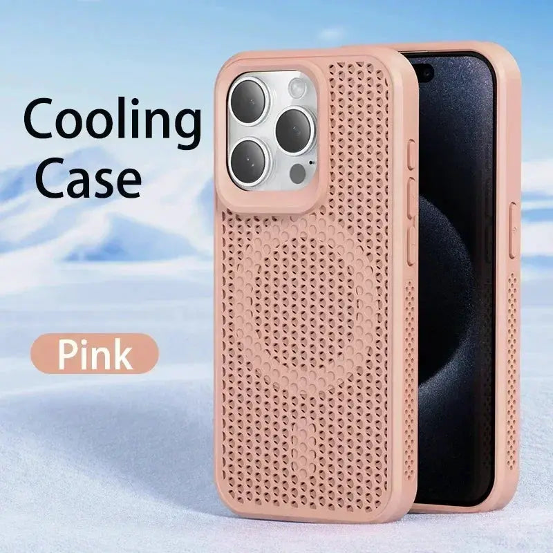 AeroShield Cooling Heat Dissipation Phone Case for iPhone 11 Pro Max to 17 Pro MagSafe Compatible Breathable Hard Back