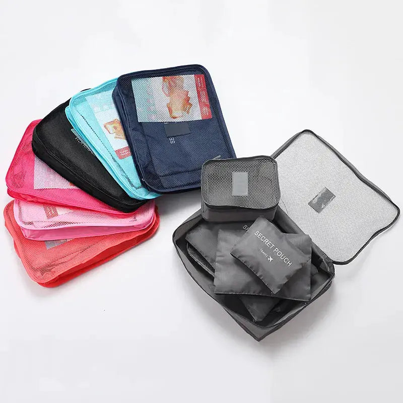 GlobeTrek 6 Piece Travel Clothes Storage Bags Set Space Saving Portable Luggage Organizer Packing Cubes