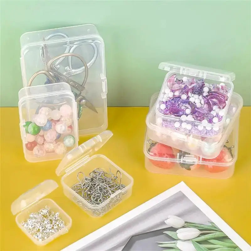 10 Piece Set of Translucent Clear PP Plastic Storage Boxes Rectangular Dustproof Jewelry Case Container