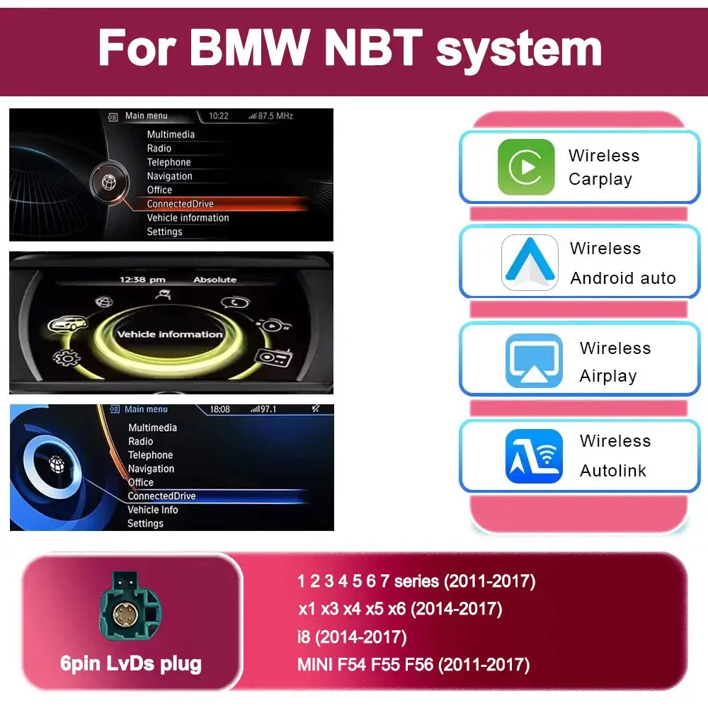 Wireless CarPlay Android Auto adapter for BMW NBT CIC systems by Simples Market
