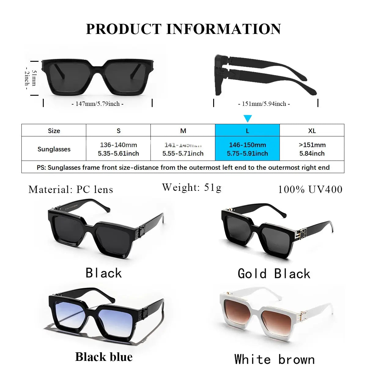 Ruiao Retro Black Millionaire Shades Sunglasses Unisex Designer Square Glasses UV400 Protection