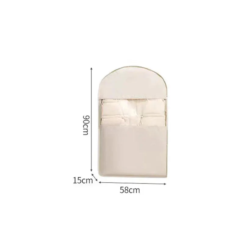 Simples Market beige clothing compression bag wardrobe organizer; 58cm wide, 90cm tall, 15cm deep.