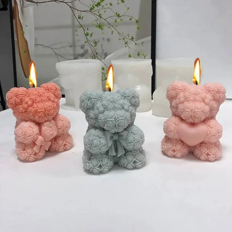 3D Bear Hug Silicone Candle Mold for Diy Crafts Cute Bear Shape Resin Soap Plaster Mold Home Decor Gift - Simples Market