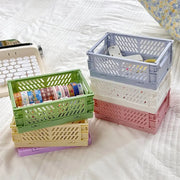 Simples Market set of six color foldable plastic storage baskets, stackable desktop organizers