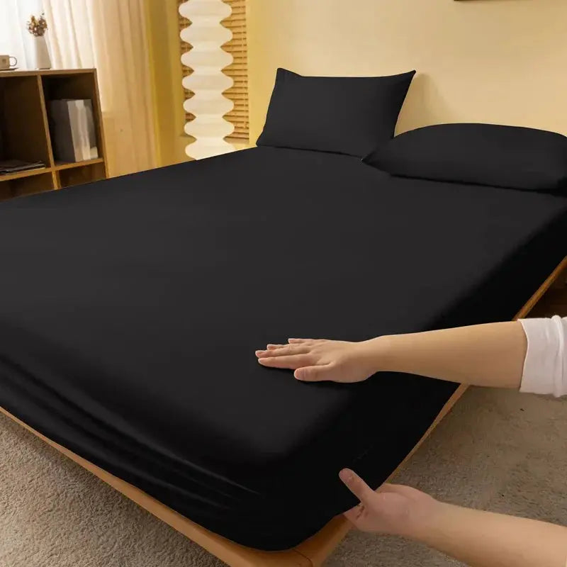 1 Piece Solid Pure Black Bedsheet For Bedroom Bedding Excludes Pillowcases Single Size