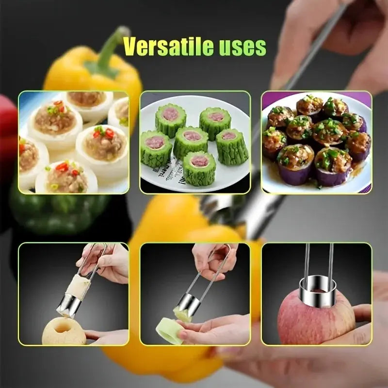 Stainless Steel Corer Portable Core Remover For Fruits And Vegetables Kitchen Tool For Pitting Chili Peppers Melons
