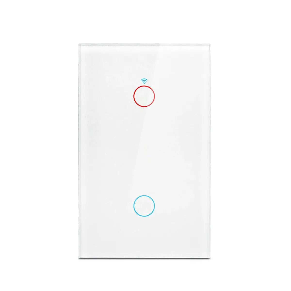 Simples Market RF433 US WiFi smart 2-gang wall switch plate; white with red top indicator and blue bottom indicator