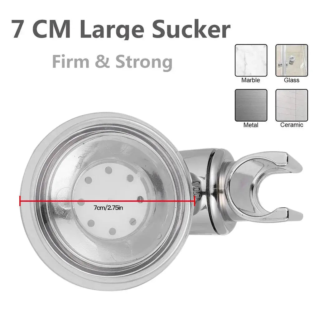 Shower bracket with 7 cm suction cup, chrome finish, Simples Market adjustable shower head holder