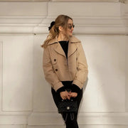 Urban Vintage Cropped Trench Coat For Women Double Breasted Style Spring Autumn Streetwear Outerwear