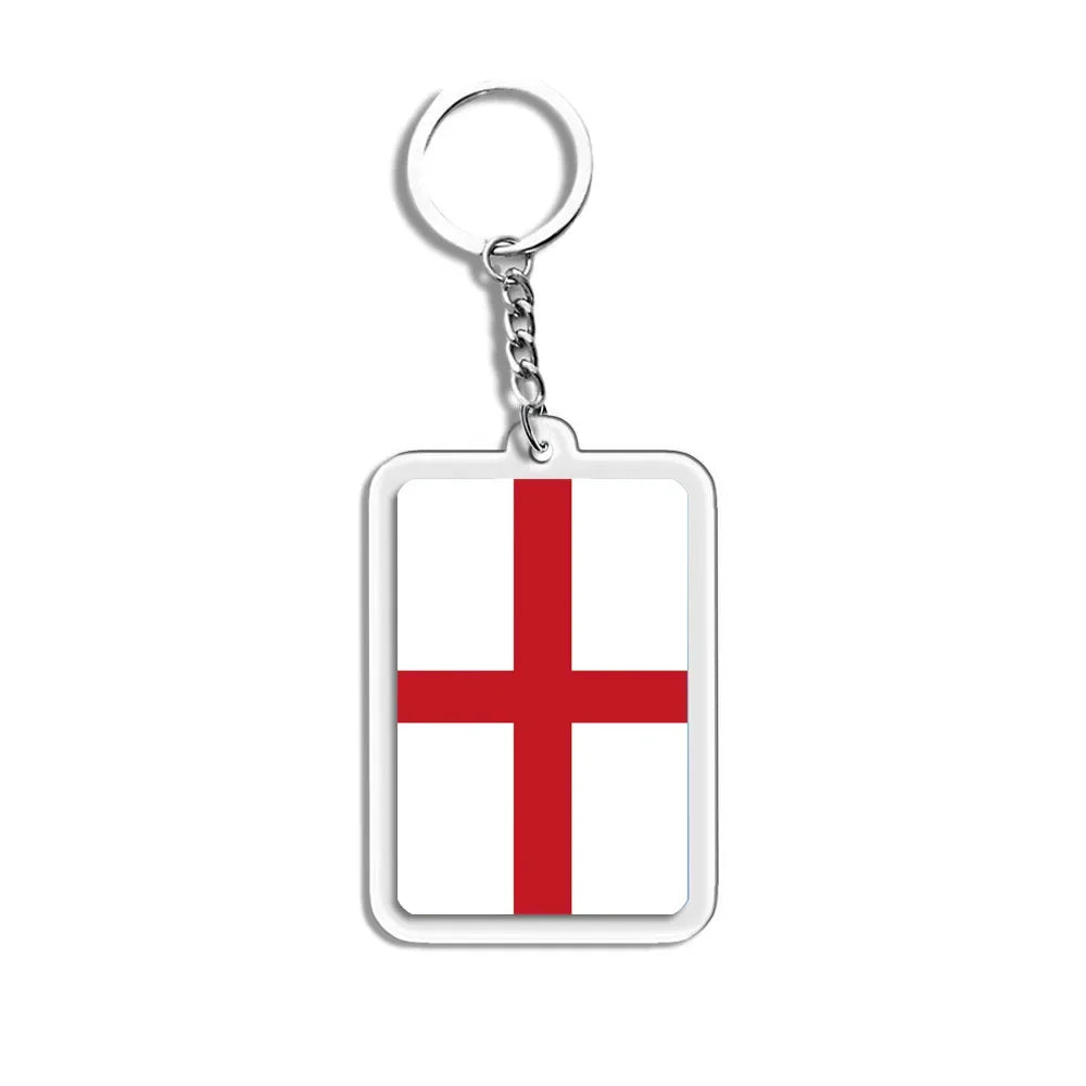National Flags Keychain Set With Glass Inlay Ten Flags Zinc Alloy