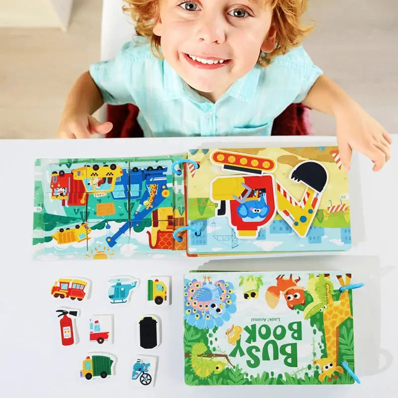 Montessori Quiet Book Kids Puzzle Word Recognition Early Education Toy Book With Stickers Learning Activities