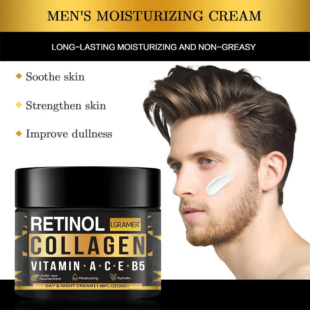 NexDerm Men's Retinol Collagen Vitamin C Face Cream for Brightening Hydration and Anti Aging Wrinkle Reduction