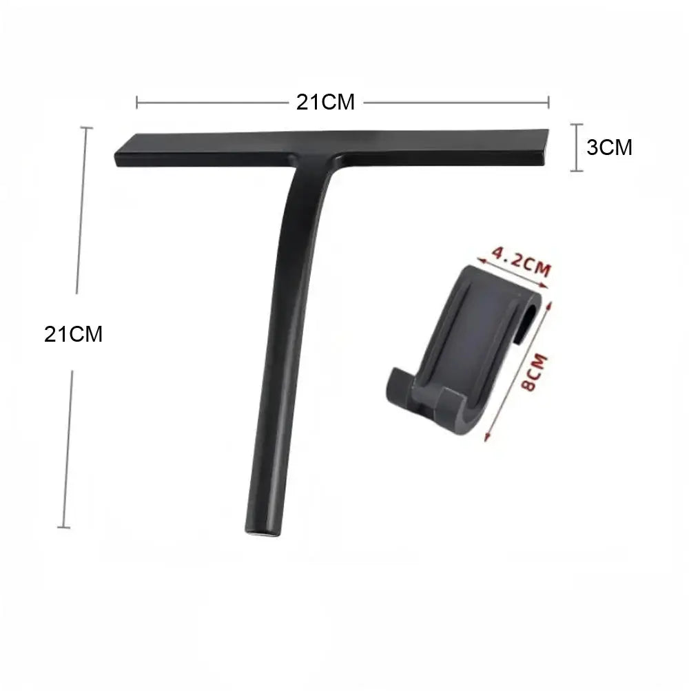 2-piece shower squeegee and silicone holder for glass doors, black, Simples Market