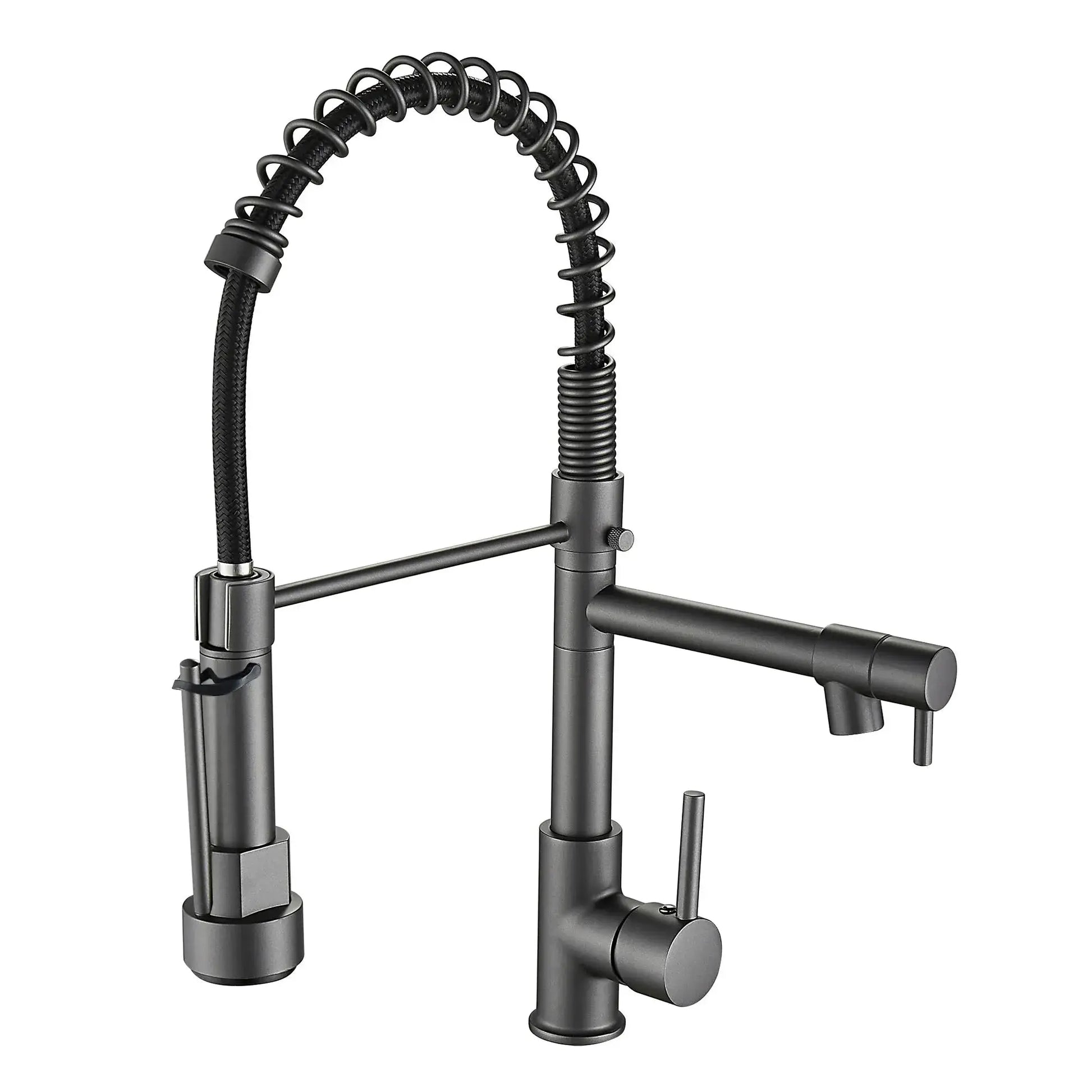 Simples Market kitchen faucet with pull-down sprayer, high-arc gooseneck in matte black