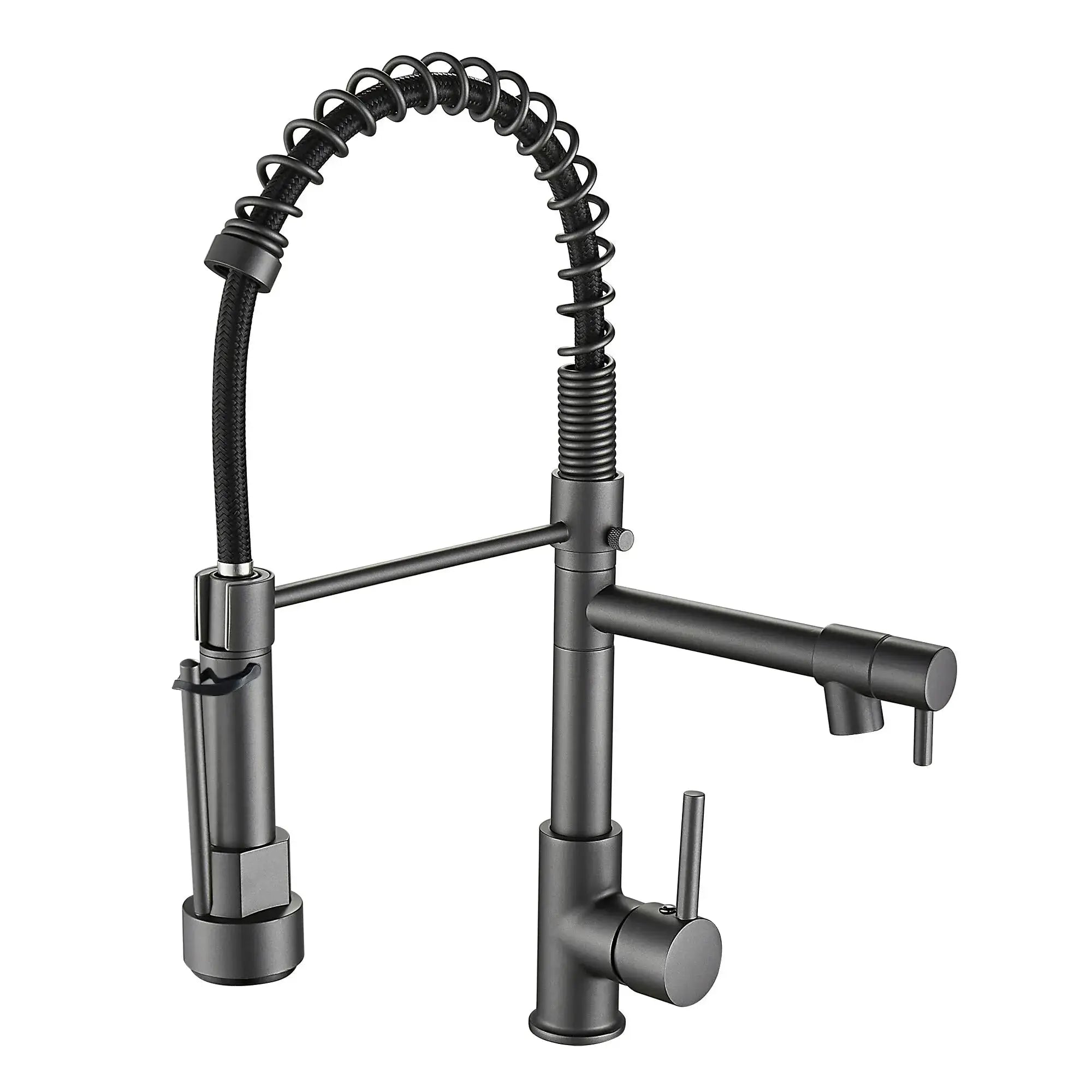 Simples Market kitchen faucet with pull-down sprayer, high-arc gooseneck in matte black