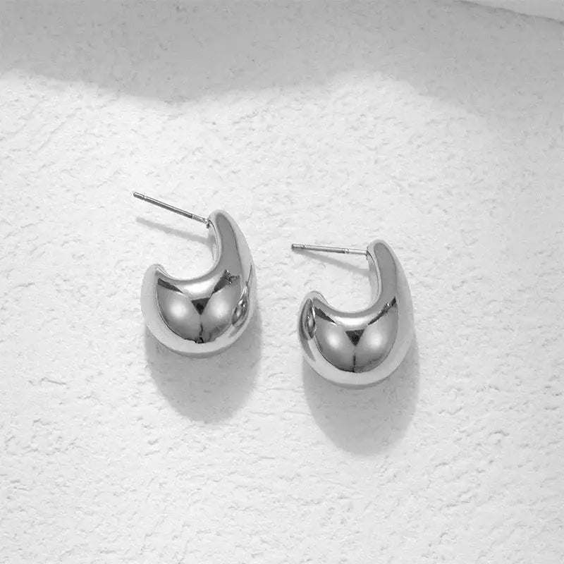 Vintage Chunky Dome Drop Earrings For Women Gold Plated Stainless Steel Teardrop Statement Wedding Jewelry Gifts