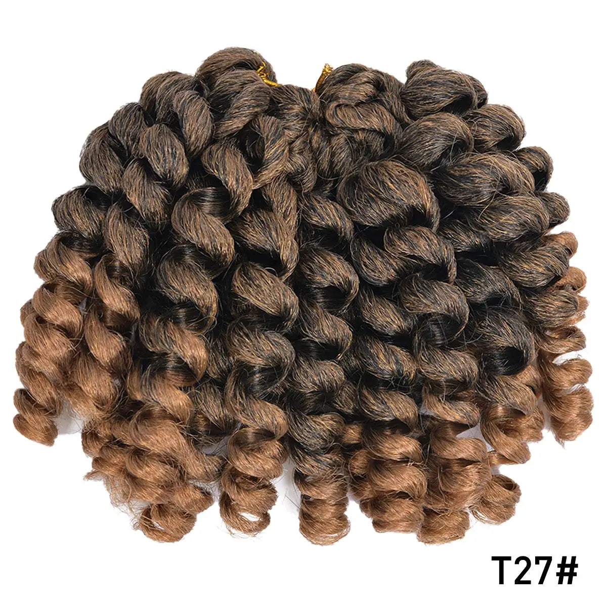Simples Market synthetic ombre braiding hair with jumpy wand curls for crochet braids, brown to light brown ombre