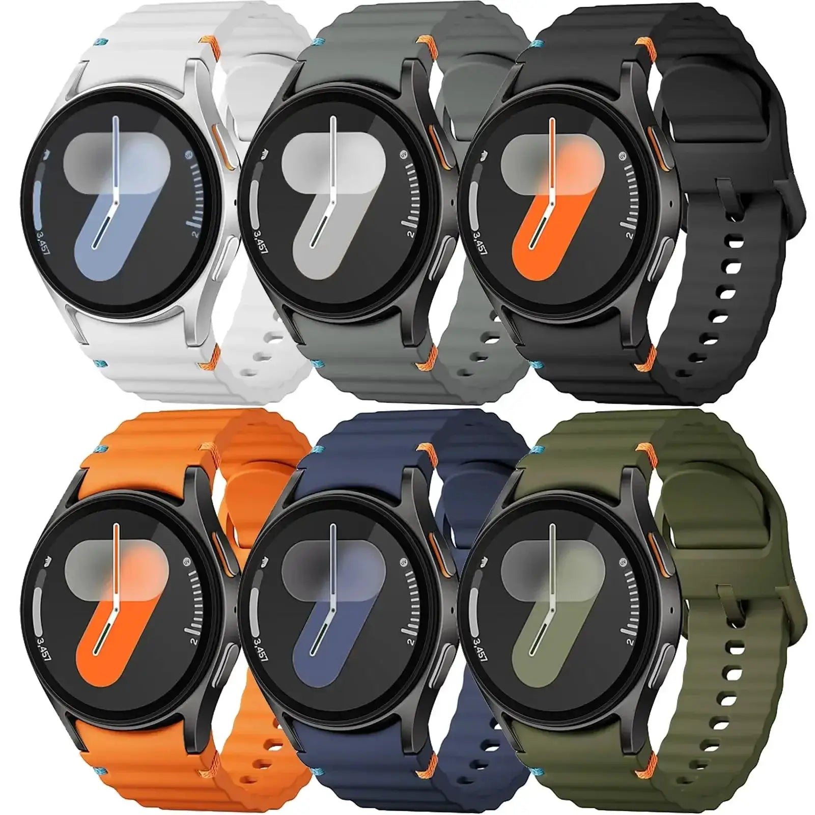 Simples Market silicone watch bands forSamsung Galaxy Watch 7/FE/5 Pro/6/4, 44mm/40mm, 8-pack, assorted colors