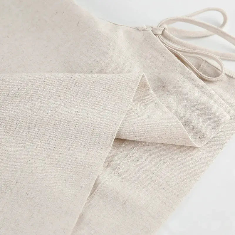 Linen Two Piece Pant Set With Crop Top For Women Spring Summer 2025