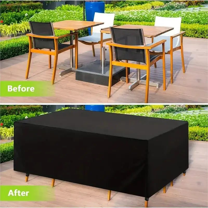 120 cm black rectangular outdoor furniture cover for patio dining table set