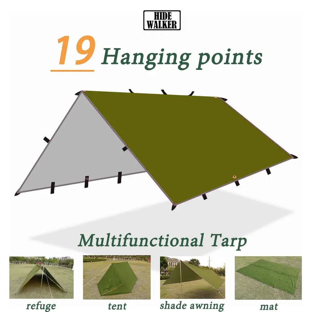 Waterproof Tent Tarp With 19 Hang Points For Outdoor Camping Survival Shelter Sun Shade Awning 4x4 3x3 3x4 Lightweight