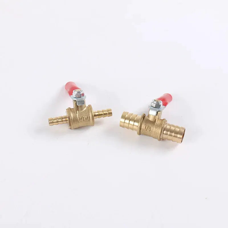Brass Inline Ball Valve With Hose Barb Shutoff Water Oil Air Gas Fuel Lines Quarter Inch To Twelve Millimeter Sizes