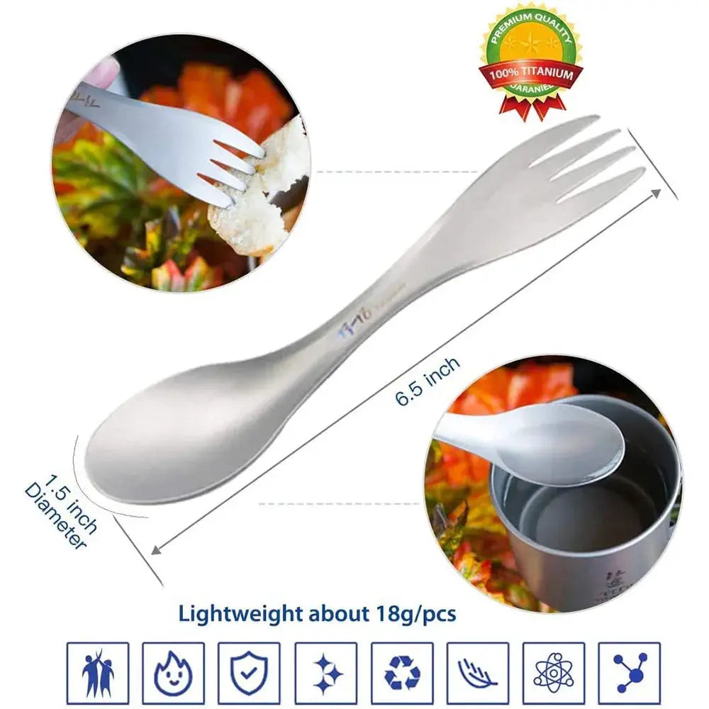 Titanium spork 2-in-1 spoon and fork, 2-pack ultralight flatware by Simples Market