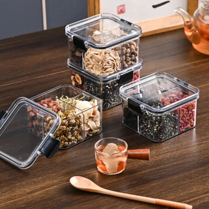 Kitchen Multigrain Snack Sealed Storage Box For Dried Fruit Dry Goods Jar Drawer Moisture Proof PET Plastic Container