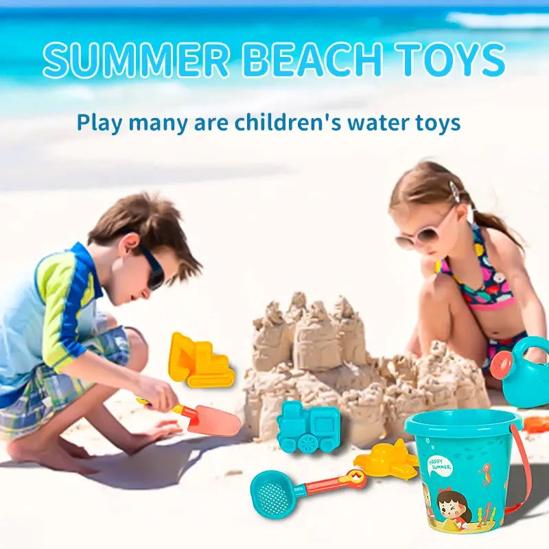 Kids Beach Toy Set With Sand Shovels Bucket Watering Bottle And Water Games For Summer Fun